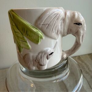 Vintage WBI Elephant Coffee Mug Cup w/3D Head & Baby Figural Animal Safari NIB